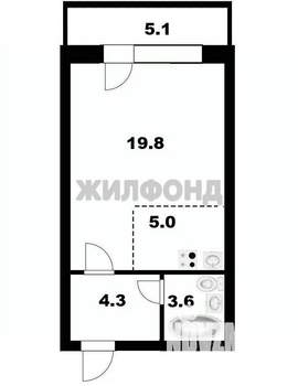 1-к квартира, вторичка, 33м2, 6/10 этаж