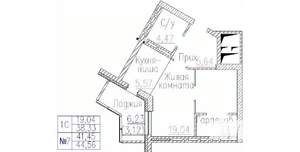 1-к квартира, строящийся дом, 45м2, 10/24 этаж