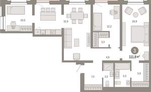 3-к квартира, вторичка, 112м2, 3/17 этаж