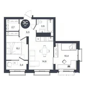 3-к квартира, вторичка, 47м2, 16/17 этаж