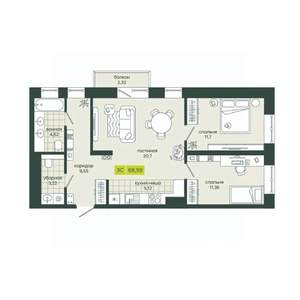 3-к квартира, вторичка, 69м2, 25/25 этаж