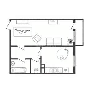 1-к квартира, вторичка, 47м2, 2/17 этаж