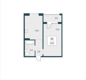 1-к квартира, вторичка, 43м2, 9/17 этаж