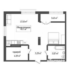 Студия квартира, вторичка, 50м2, 15/17 этаж