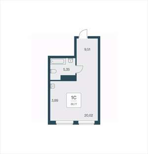 1-к квартира, вторичка, 39м2, 16/26 этаж