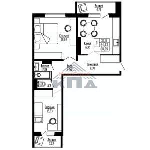 2-к квартира, вторичка, 69м2, 2/16 этаж