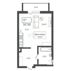 Студия квартира, сданный дом, 31м2, 2/16 этаж