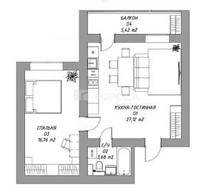 2-к квартира, вторичка, 52м2, 12/12 этаж