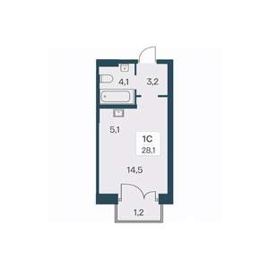 Студия квартира, вторичка, 28м2, 19/30 этаж