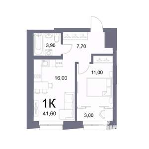 1-к квартира, вторичка, 42м2, 14/25 этаж