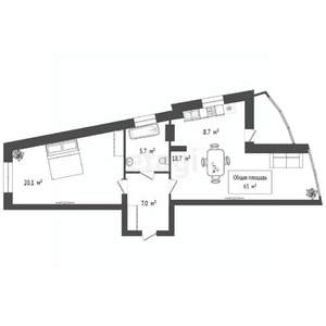 2-к квартира, вторичка, 61м2, 5/17 этаж