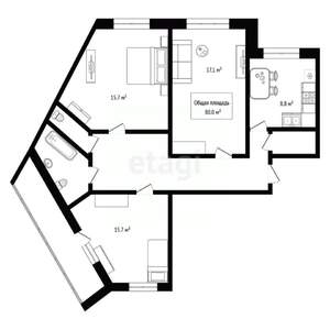 3-к квартира, вторичка, 80м2, 4/10 этаж