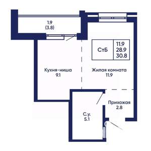 Студия квартира, вторичка, 31м2, 6/14 этаж