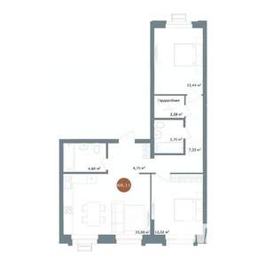 3-к квартира, вторичка, 68м2, 3/9 этаж