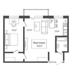 2-к квартира, вторичка, 41м2, 5/5 этаж