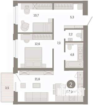2-к квартира, вторичка, 68м2, 11/14 этаж