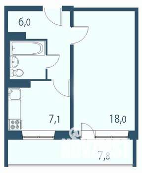 1-к квартира, строящийся дом, 39м2, 16/17 этаж