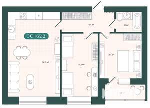 3-к квартира, вторичка, 62м2, 2/9 этаж