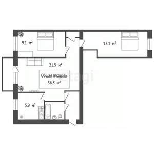 3-к квартира, вторичка, 57м2, 4/4 этаж