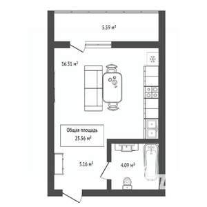 Студия квартира, вторичка, 26м2, 12/23 этаж