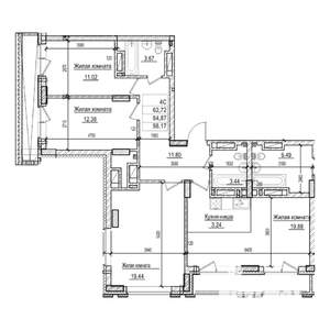 3-к квартира, строящийся дом, 85м2, 29/29 этаж