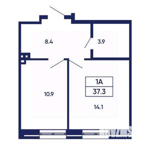 1-к квартира, вторичка, 37м2, 1/14 этаж