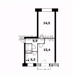 2-к квартира, вторичка, 45м2, 2/5 этаж