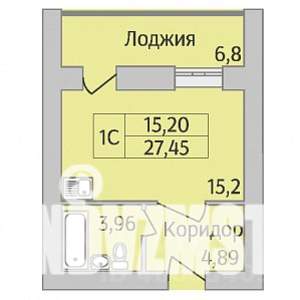 Студия квартира, строящийся дом, 27м2, 1/12 этаж