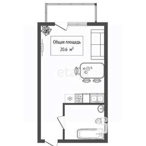 Студия квартира, вторичка, 21м2, 2/10 этаж