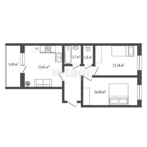 3-к квартира, вторичка, 58м2, 2/12 этаж
