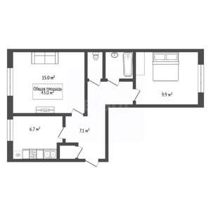 2-к квартира, вторичка, 43м2, 1/5 этаж