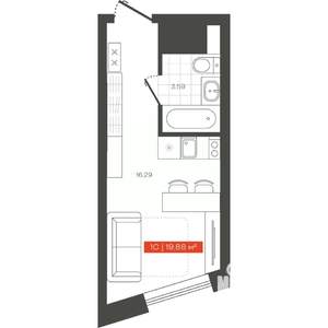 1-к квартира, вторичка, 20м2, 20/24 этаж