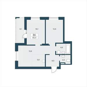 3-к квартира, вторичка, 65м2, 2/17 этаж