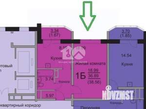 1-к квартира, вторичка, 39м2, 9/18 этаж