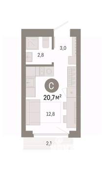 Студия квартира, вторичка, 21м2, 7/9 этаж