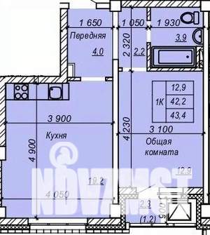 1-к квартира, строящийся дом, 43м2, 7/9 этаж