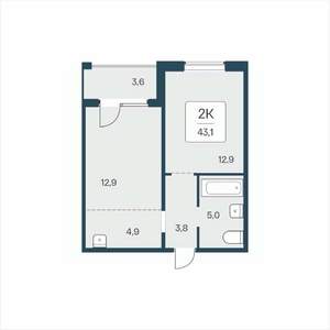 2-к квартира, вторичка, 43м2, 11/17 этаж