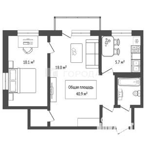 2-к квартира, вторичка, 41м2, 3/4 этаж