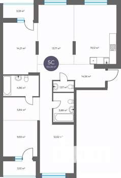 4-к квартира, вторичка, 102м2, 11/16 этаж